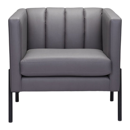 28" Light Gray And Black Faux Leather And Faux Leather Club Chair HomeRoots