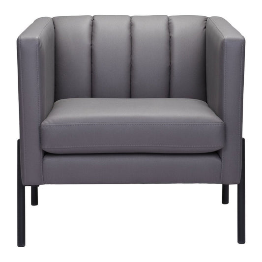 28" Light Gray And Black Faux Leather And Faux Leather Club Chair HomeRoots