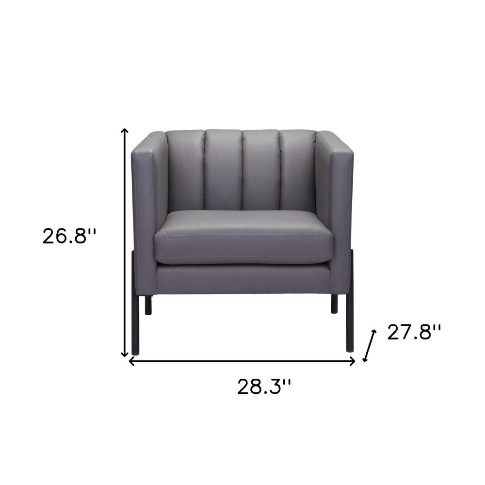 28" Light Gray And Black Faux Leather And Faux Leather Club Chair HomeRoots