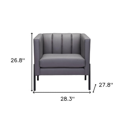 28" Light Gray And Black Faux Leather And Faux Leather Club Chair HomeRoots
