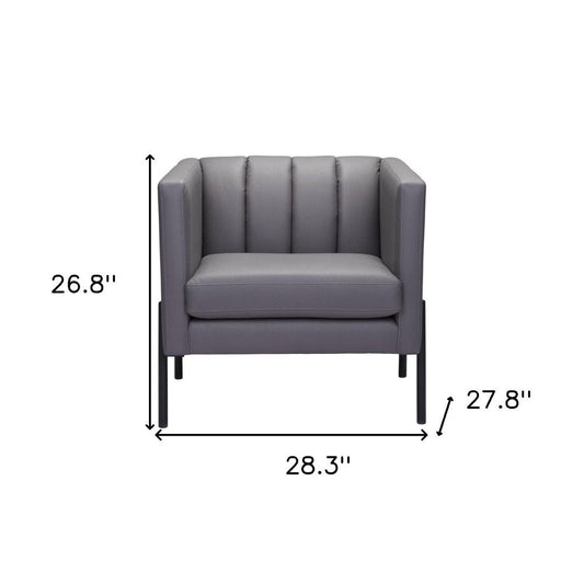 28" Light Gray And Black Faux Leather And Faux Leather Club Chair HomeRoots