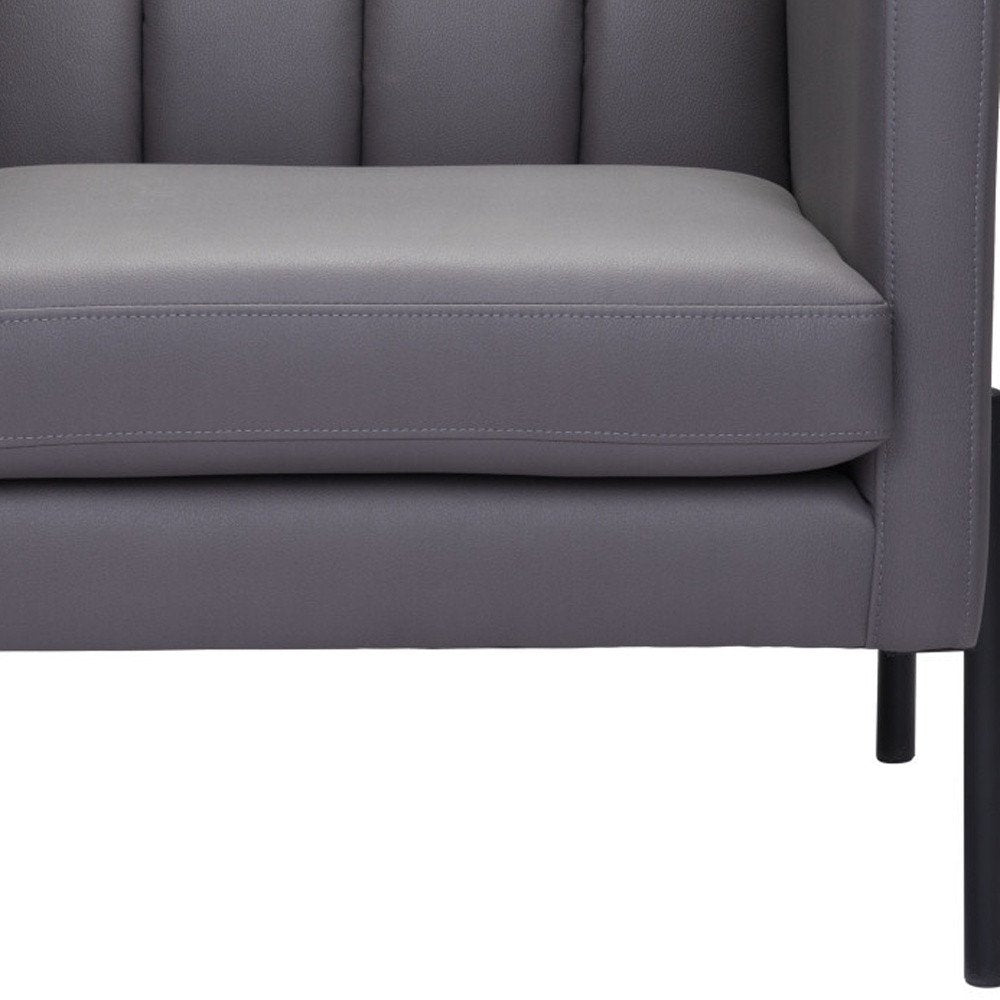 28" Light Gray And Black Faux Leather And Faux Leather Club Chair HomeRoots