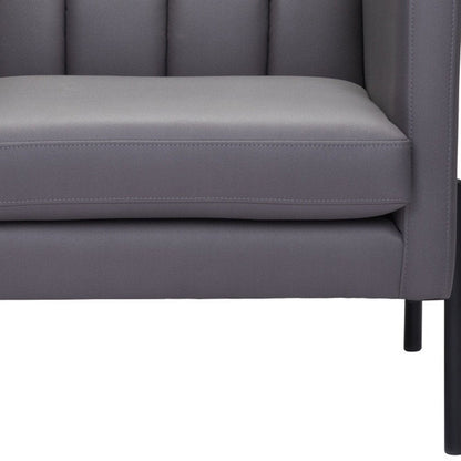 28" Light Gray And Black Faux Leather And Faux Leather Club Chair HomeRoots