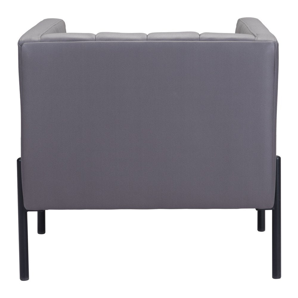 28" Light Gray And Black Faux Leather And Faux Leather Club Chair HomeRoots