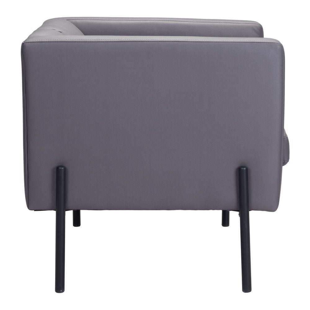 28" Light Gray And Black Faux Leather And Faux Leather Club Chair HomeRoots