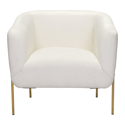 31" Ivory And Gold Fabric And Upholstered Arm Chair