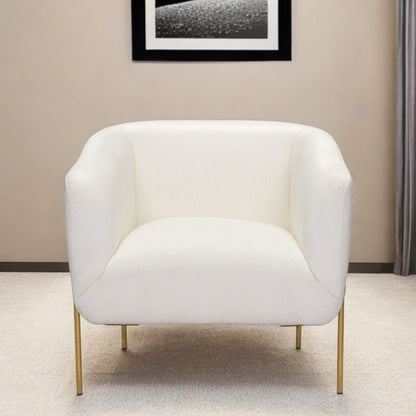 31" Ivory And Gold Fabric And Upholstered Arm Chair