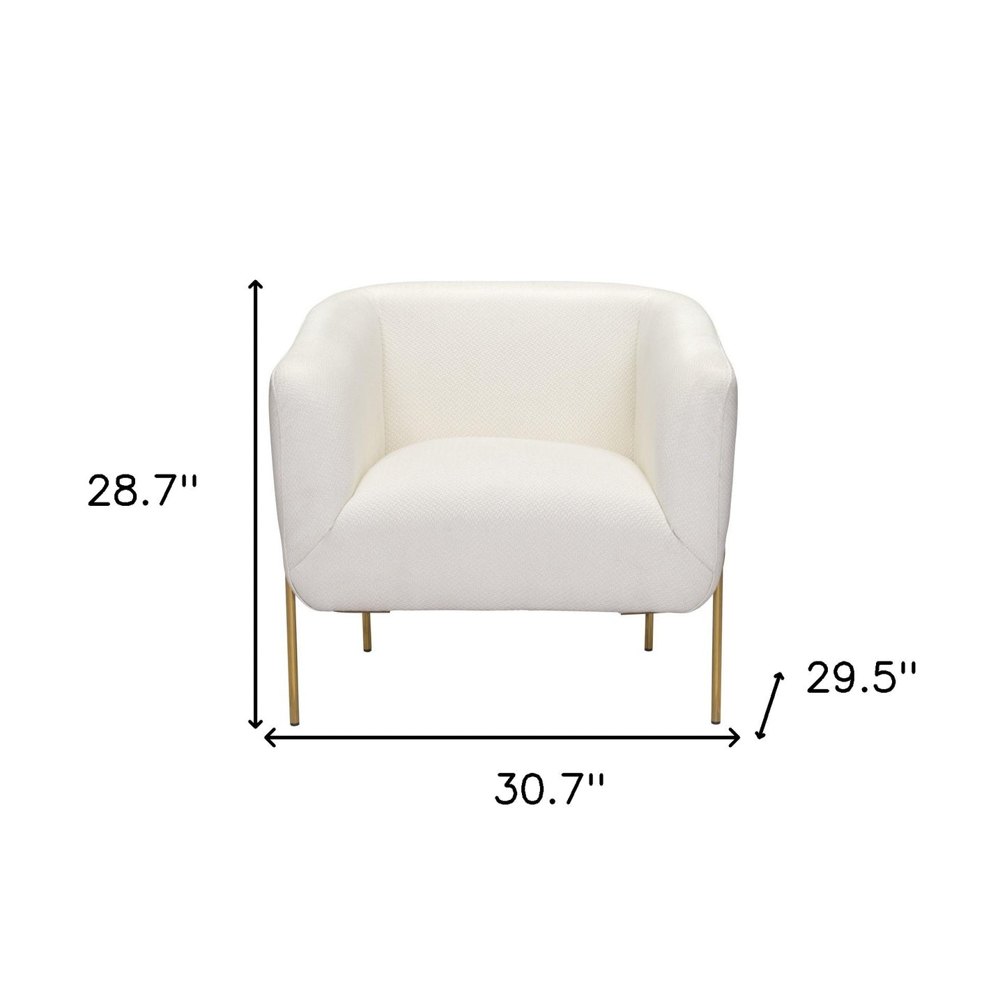 31" Ivory And Gold Fabric And Upholstered Arm Chair