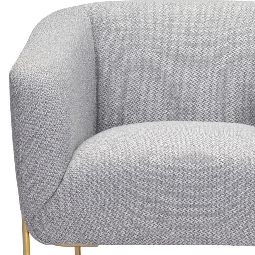 31" Gray And Gold Fabric And Upholstered Arm Chair