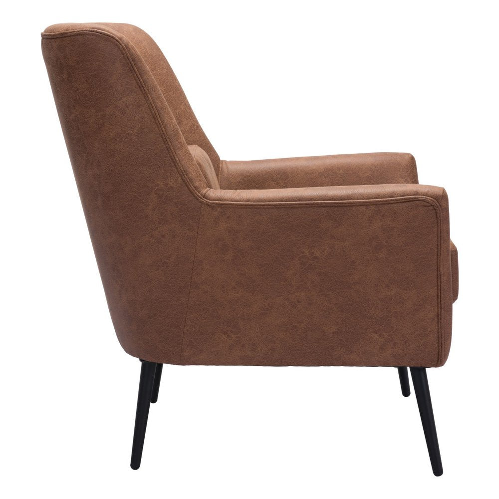 29" Brown And Black Faux Leather And Upholstered Arm Chair And Toss Pillow HomeRoots
