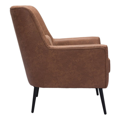 29" Brown And Black Faux Leather And Upholstered Arm Chair And Toss Pillow HomeRoots