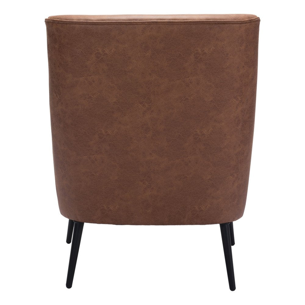 29" Brown And Black Faux Leather And Upholstered Arm Chair And Toss Pillow HomeRoots