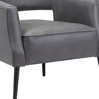 27" Gray And Gold Faux Leather And Upholstered Arm Chair HomeRoots