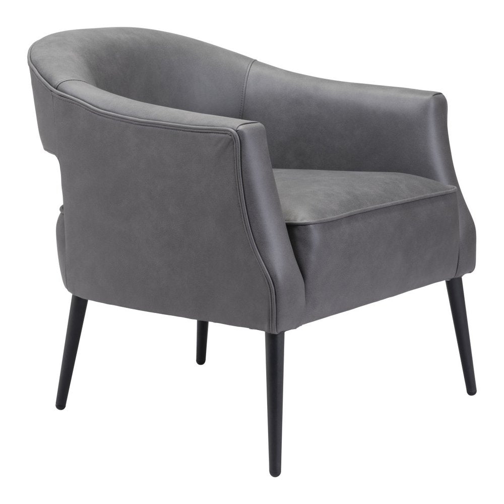27" Gray And Gold Faux Leather And Upholstered Arm Chair HomeRoots