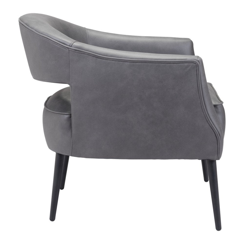 27" Gray And Gold Faux Leather And Upholstered Arm Chair HomeRoots