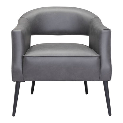 27" Gray And Gold Faux Leather And Upholstered Arm Chair HomeRoots