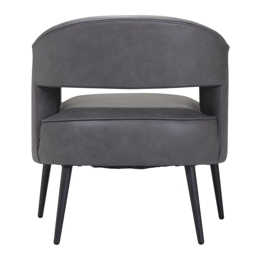 27" Gray And Gold Faux Leather And Upholstered Arm Chair HomeRoots