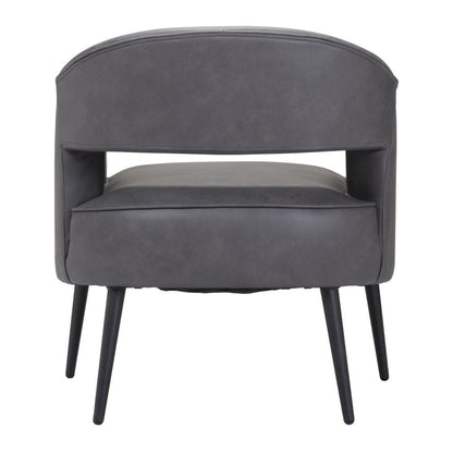 27" Gray And Gold Faux Leather And Upholstered Arm Chair HomeRoots