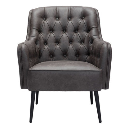 29" Black Faux Leather And Upholstered Tufted Chesterfield Chair HomeRoots