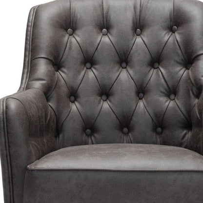 29" Black Faux Leather And Upholstered Tufted Chesterfield Chair HomeRoots
