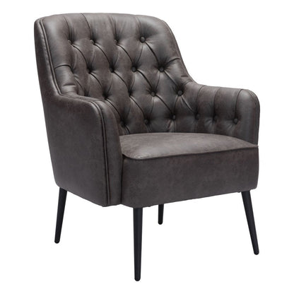 29" Black Faux Leather And Upholstered Tufted Chesterfield Chair HomeRoots