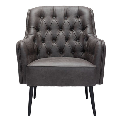 29" Black Faux Leather And Upholstered Tufted Chesterfield Chair HomeRoots