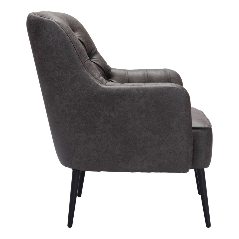 29" Black Faux Leather And Upholstered Tufted Chesterfield Chair HomeRoots