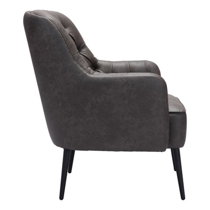 29" Black Faux Leather And Upholstered Tufted Chesterfield Chair HomeRoots