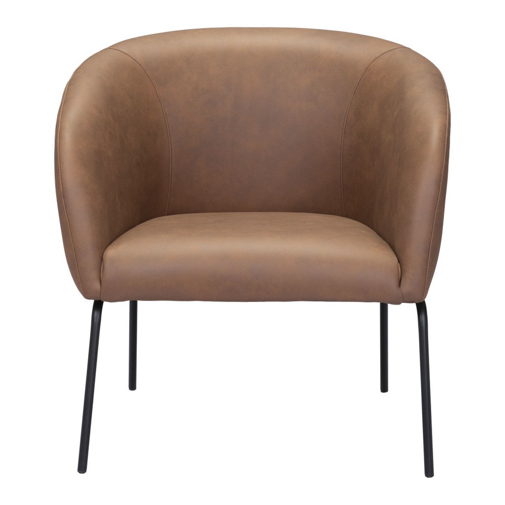 28" Brown And Black Faux Leather And Upholstered Club Chair HomeRoots