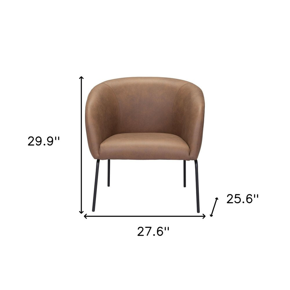 28" Brown And Black Faux Leather And Upholstered Club Chair HomeRoots