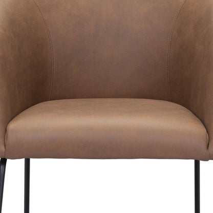 28" Brown And Black Faux Leather And Upholstered Club Chair HomeRoots