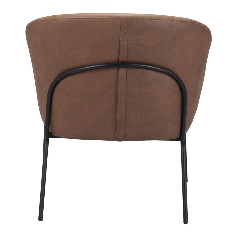 28" Brown And Black Faux Leather And Upholstered Club Chair HomeRoots