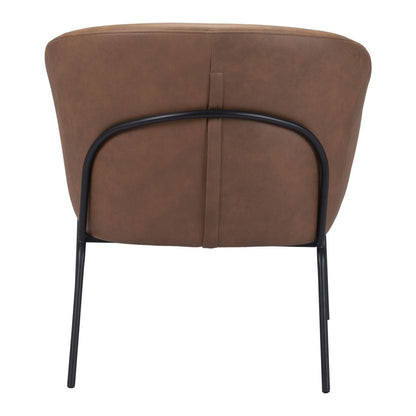 28" Brown And Black Faux Leather And Upholstered Club Chair HomeRoots