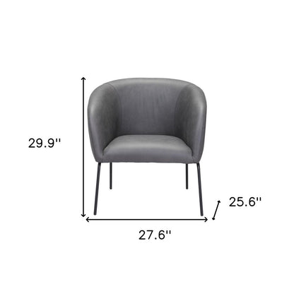 28" Gray And Black Faux Leather And Upholstered Club Chair HomeRoots