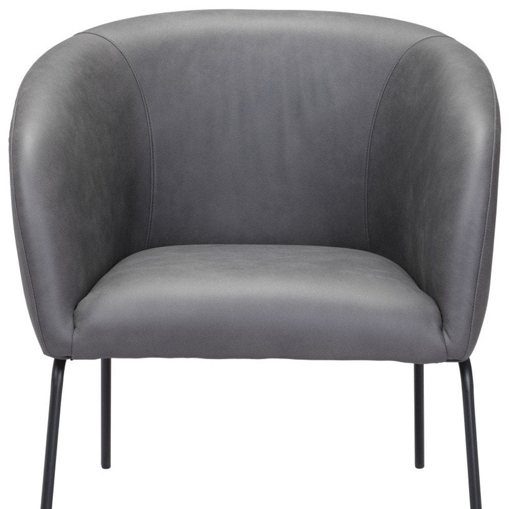 28" Gray And Black Faux Leather And Upholstered Club Chair HomeRoots