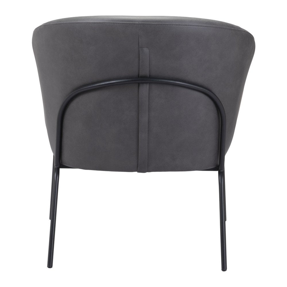 28" Gray And Black Faux Leather And Upholstered Club Chair HomeRoots