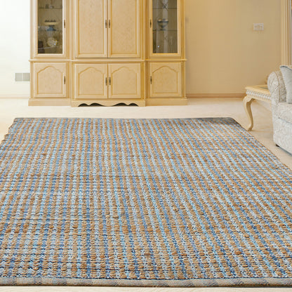 8' X 10' Blue Dhurrie Hand Woven Area Rug