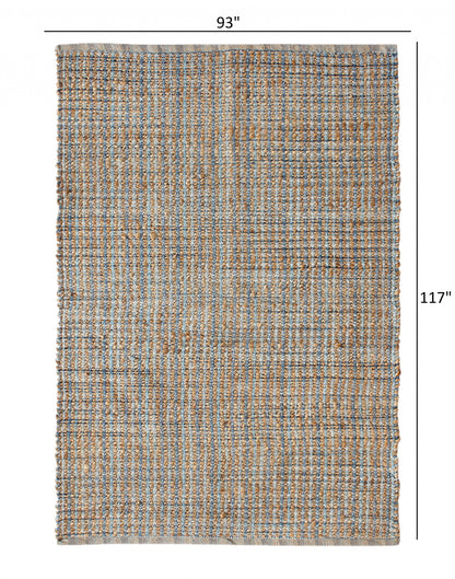 8' X 10' Blue Dhurrie Hand Woven Area Rug