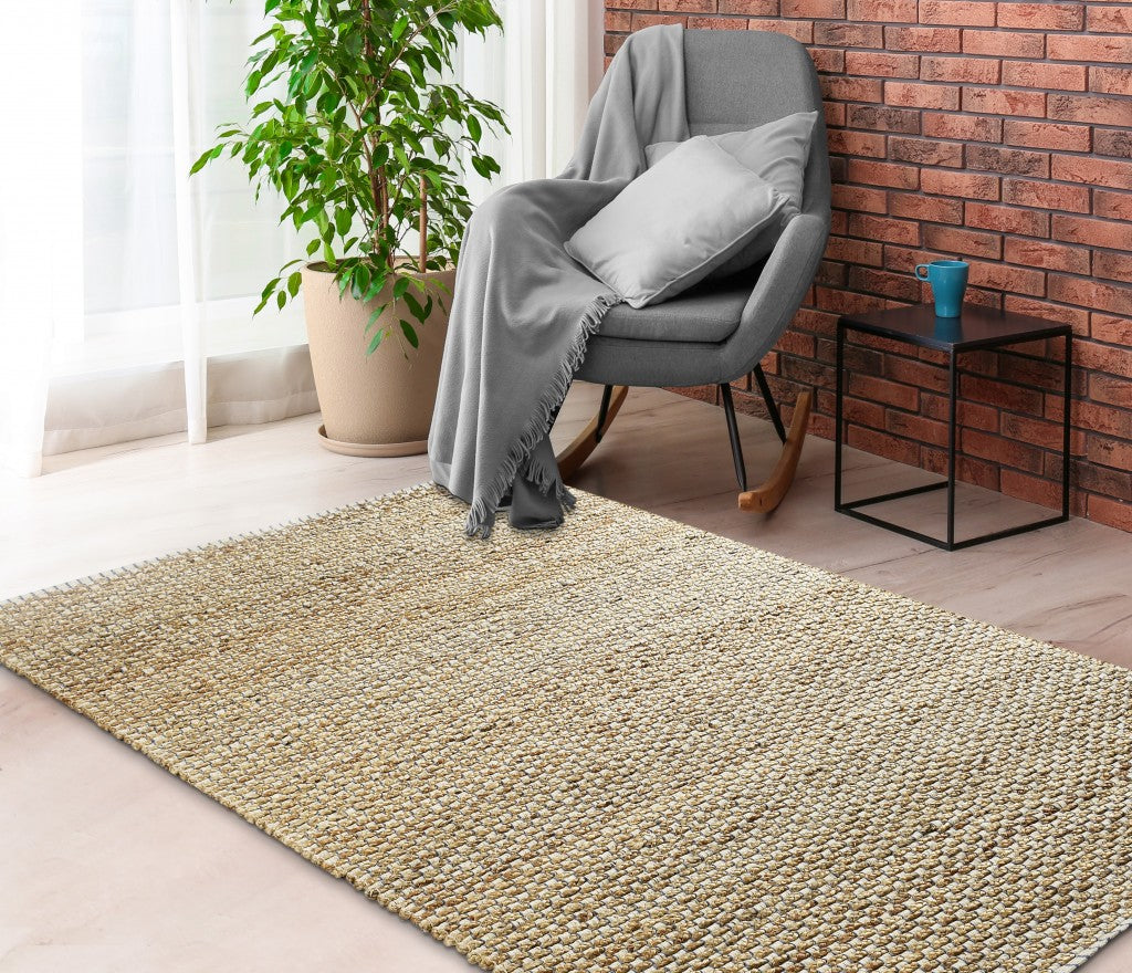 5' X 8' Natural Dhurrie Hand Woven Area Rug