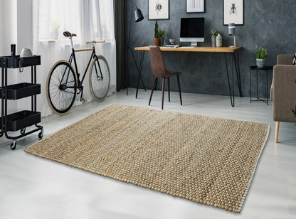 5' X 8' Natural Dhurrie Hand Woven Area Rug