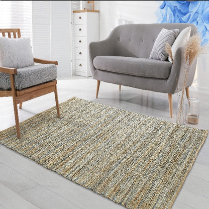 5’ x 8’ Teal and Natural Braided Jute Area Rug