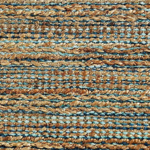 5’ x 8’ Teal and Natural Braided Jute Area Rug