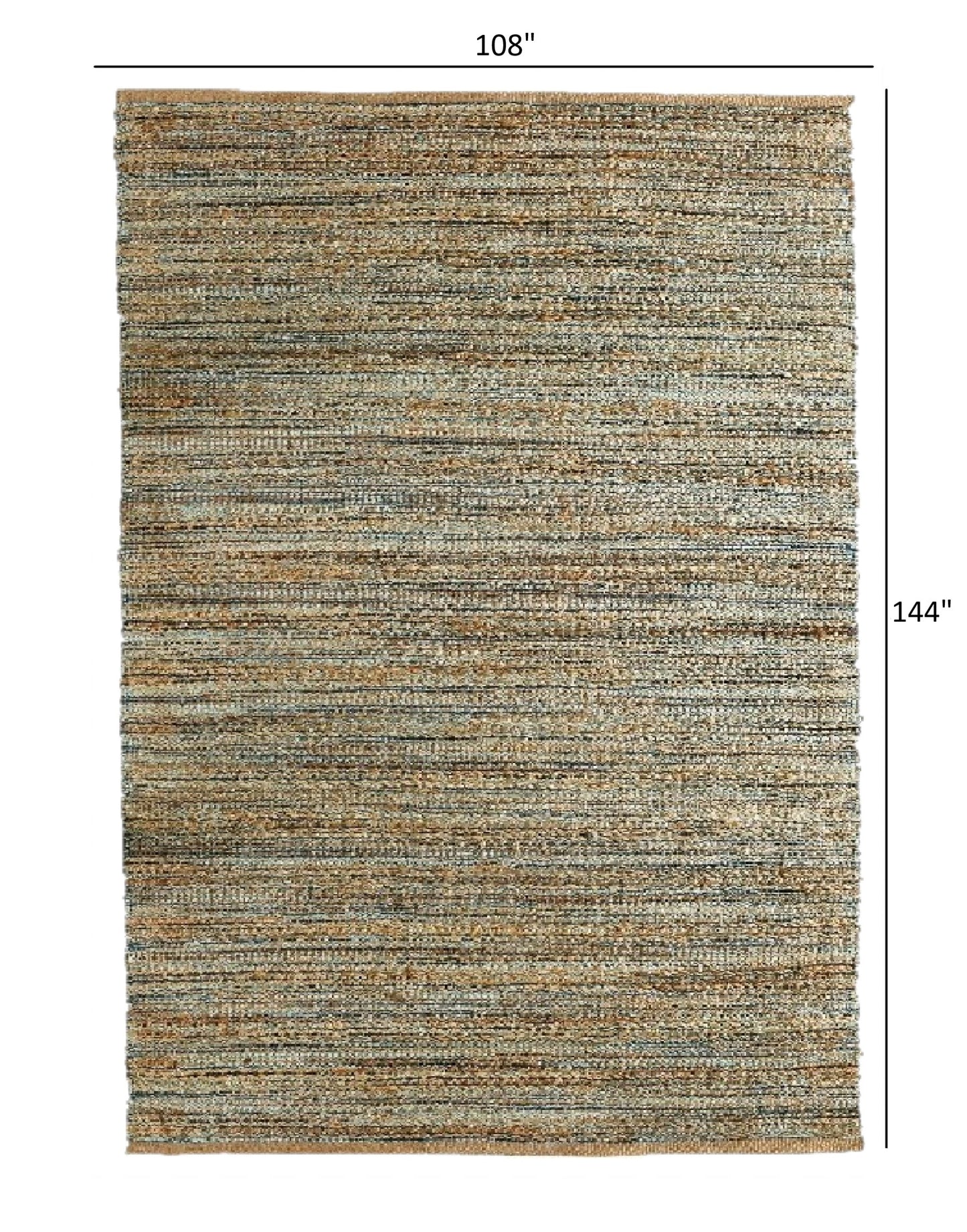 5’ x 8’ Teal and Natural Braided Jute Area Rug