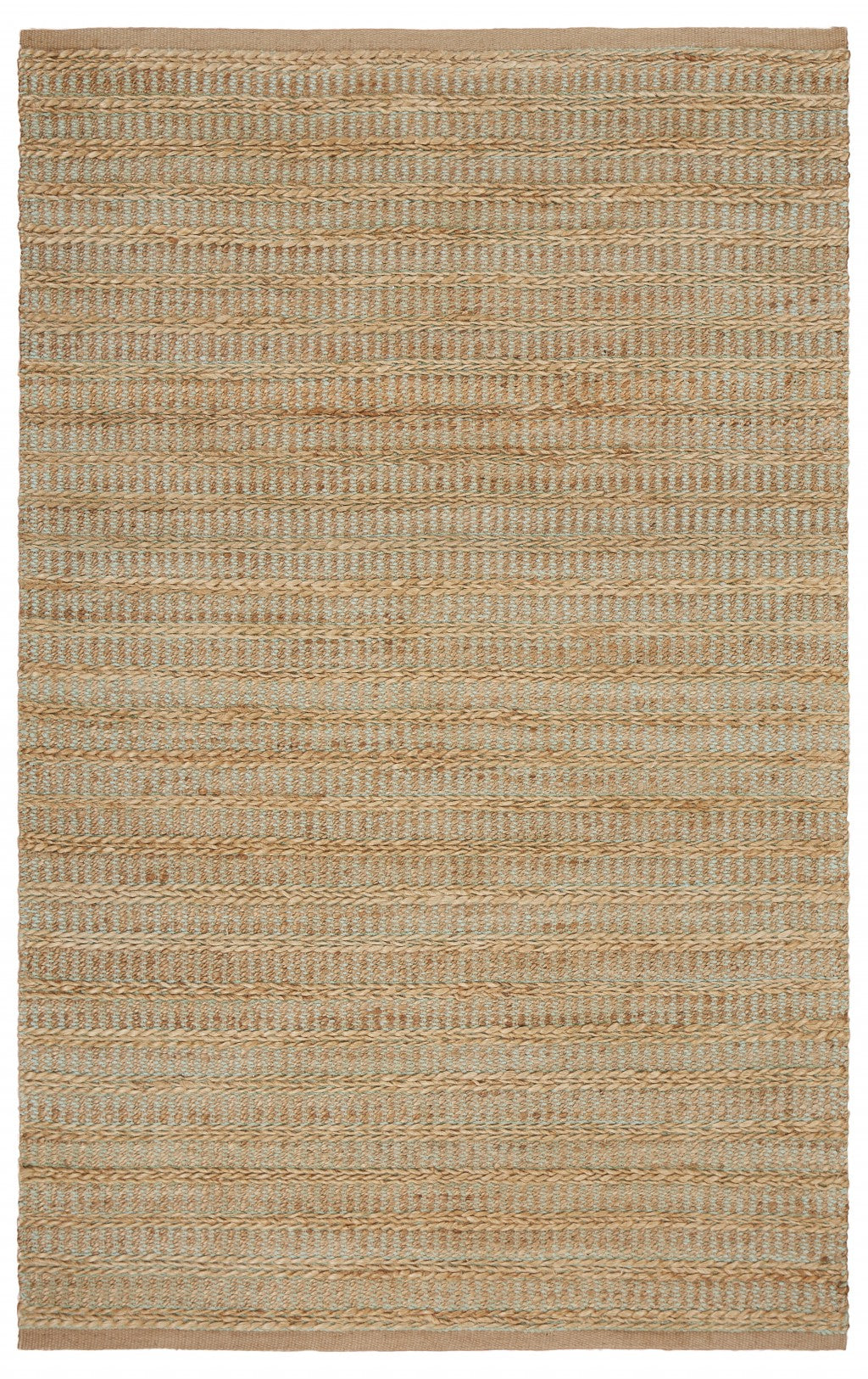 9’ x 12’ Tan and Seafoam Braided Area Rug