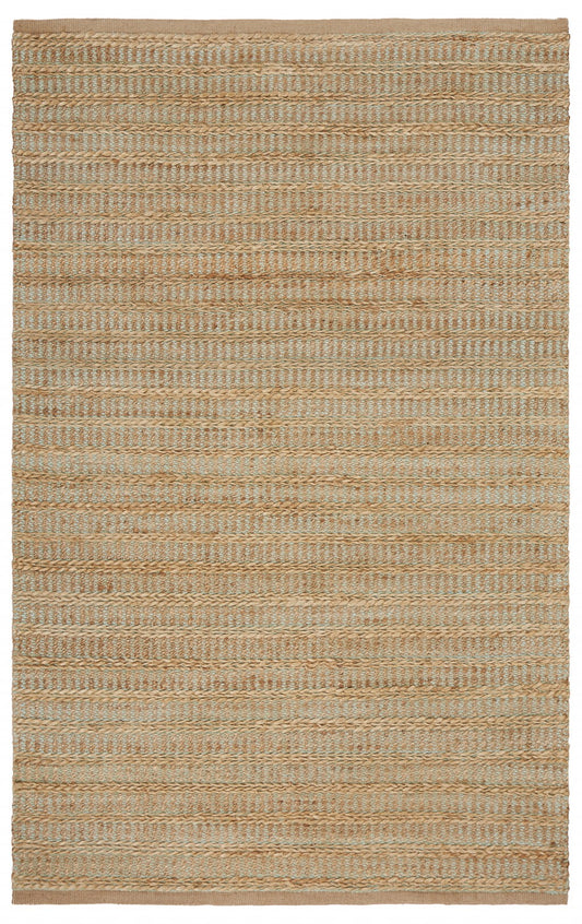 9’ x 12’ Tan and Seafoam Braided Area Rug