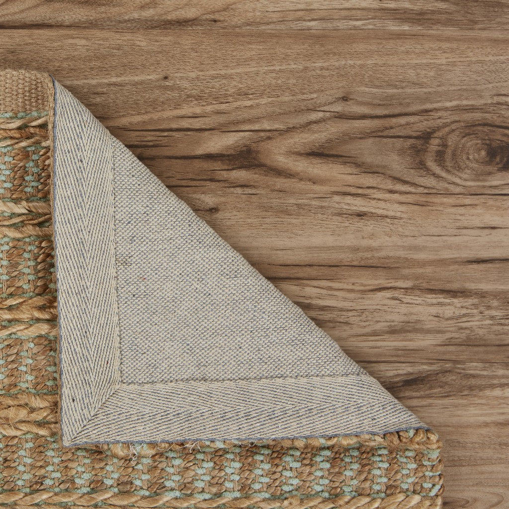 9’ x 12’ Tan and Seafoam Braided Area Rug