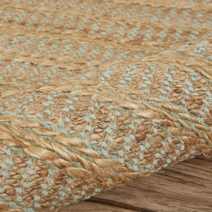 9’ x 12’ Tan and Seafoam Braided Area Rug