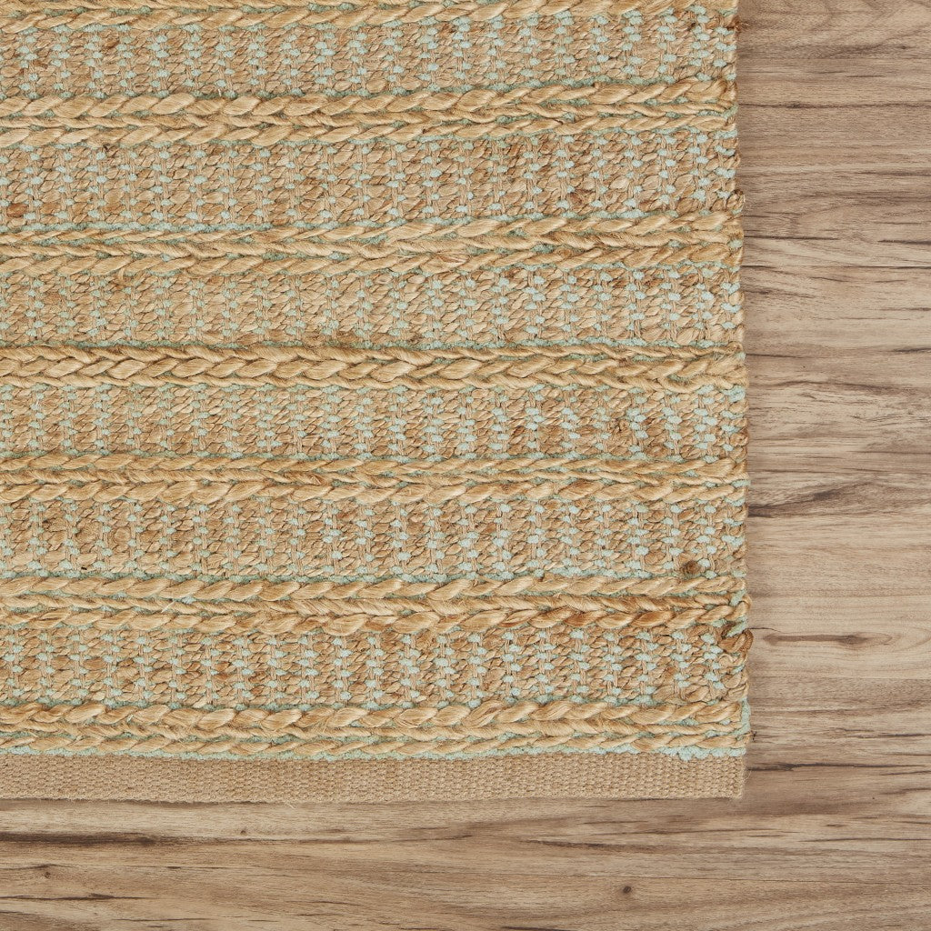 9’ x 12’ Tan and Seafoam Braided Area Rug