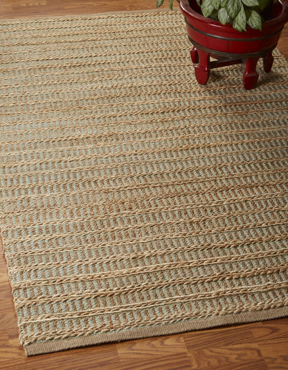 9’ x 12’ Tan and Seafoam Braided Area Rug