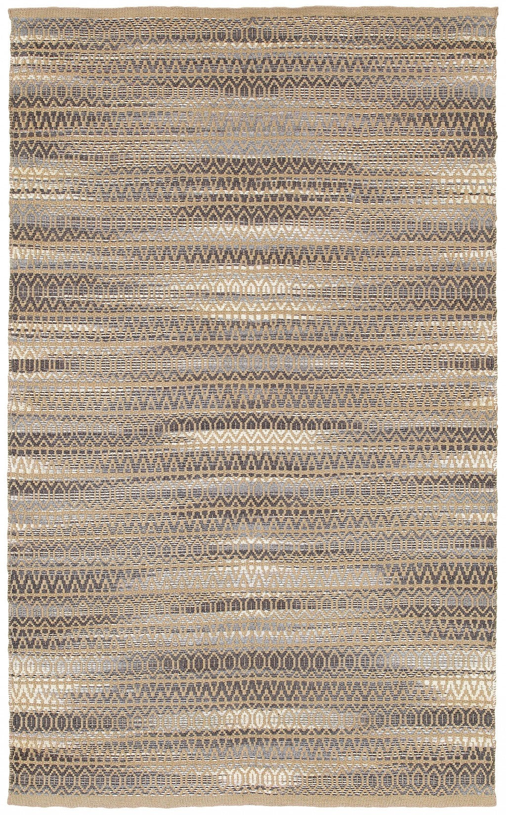 8’ x 10’ Gray and Tan Striated Runner Rug